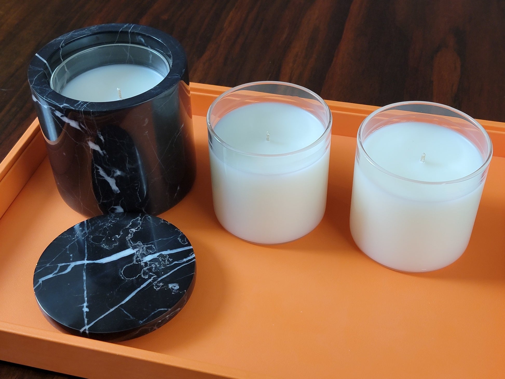 Black Marble Luxury Scented Handmade Candles with Glass Refills