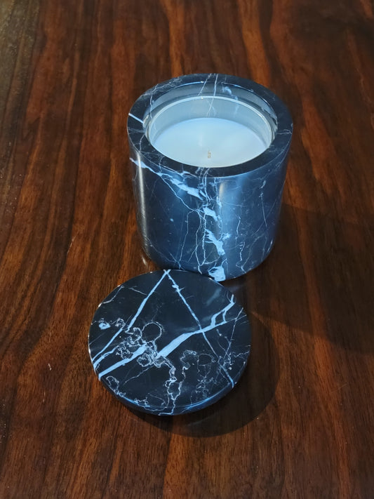 Black Marble Luxury Scented Candle with Glass Refill