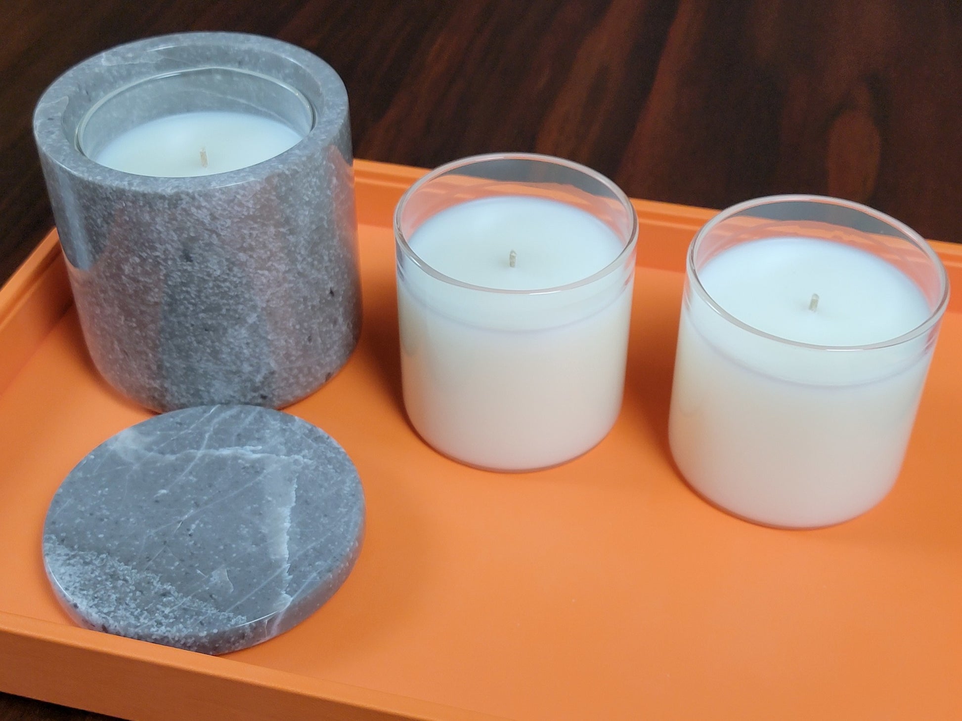 Grey Marble Luxury Scented Handmade Candles with Glass Refills