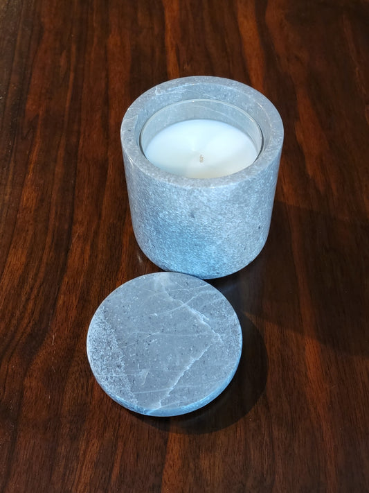 Grey Marble Luxury Scented Candle with Glass Refill