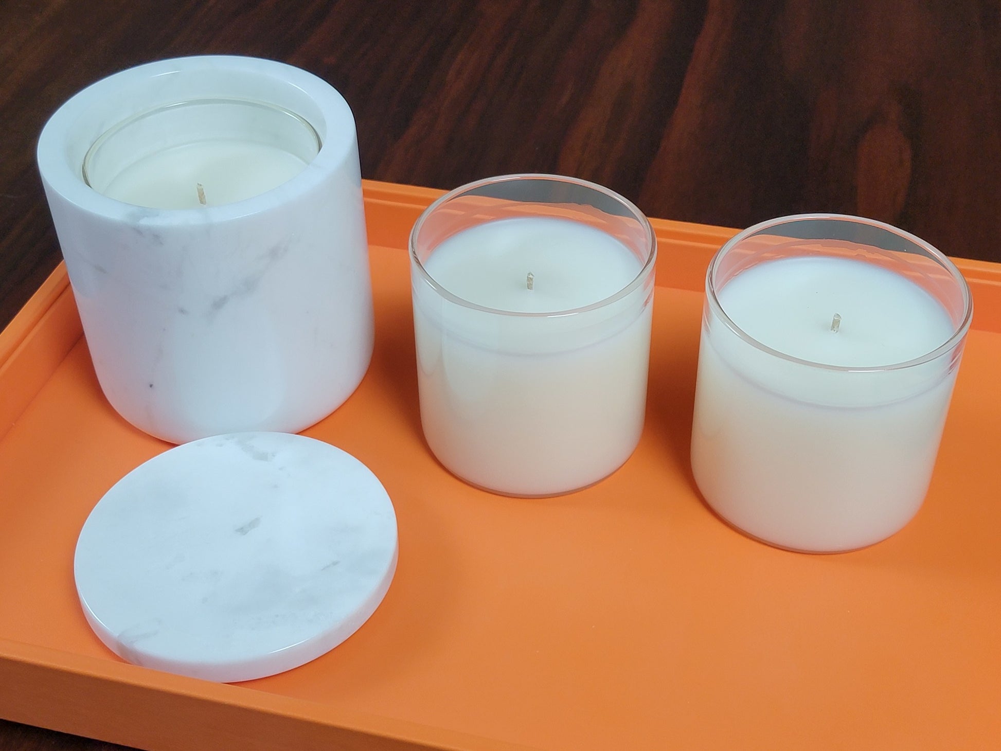 White Marble Luxury Scented Handmade Candles with Glass Refills