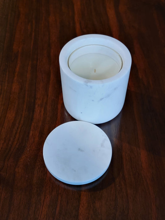 White Marble Luxury Scented Candle with Glass Refill